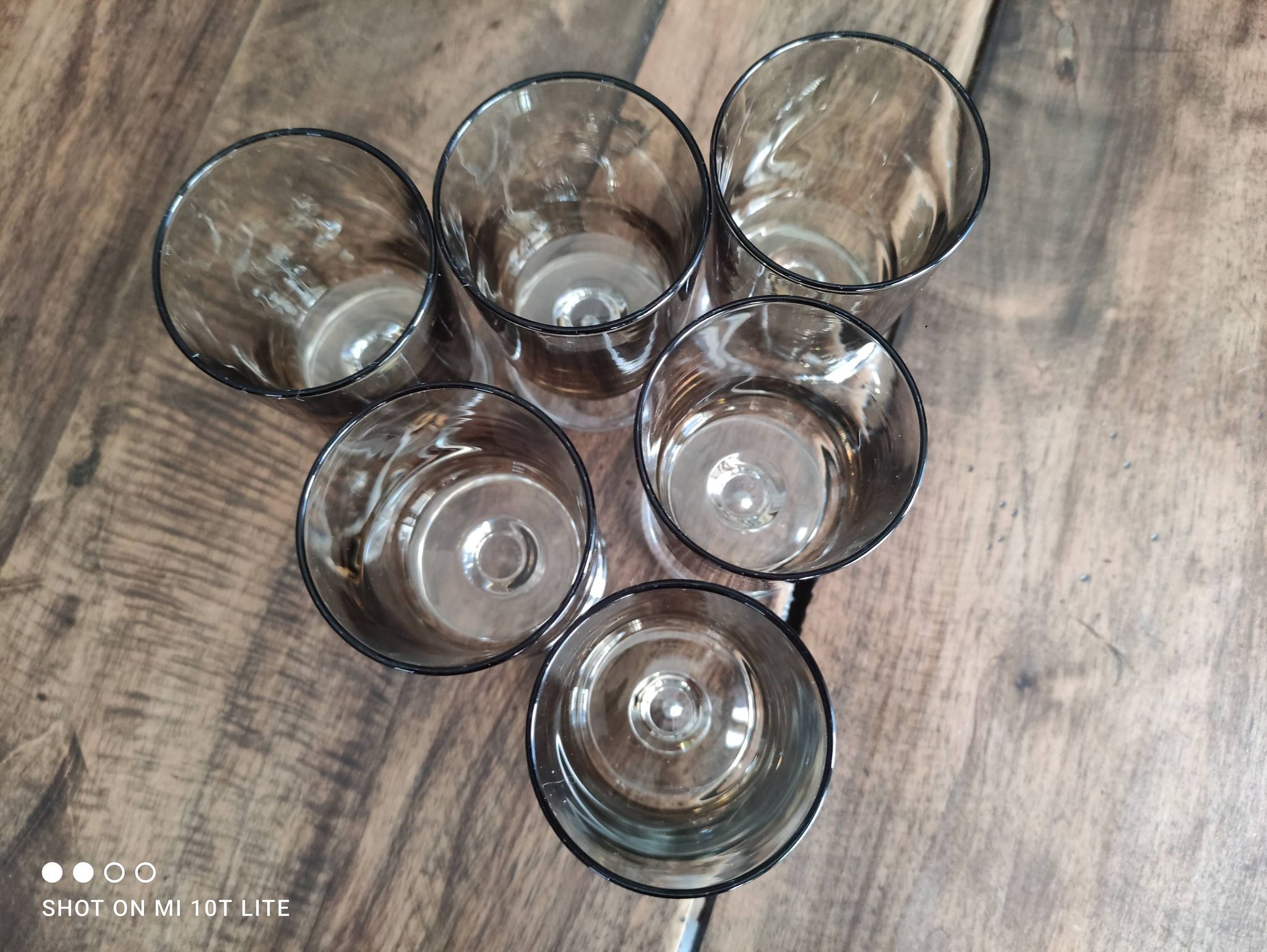 Set of 6 vintage sweet white wine glasses Luminarc smoked Sweden model