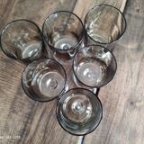 Set of 6 vintage sweet white wine glasses Luminarc smoked Sweden model