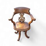 Victorian swivel walnut armchair, England, late 19th century