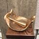 Vintage wood and bronze ashtray, standing ashtray, gilded bronze ashtray