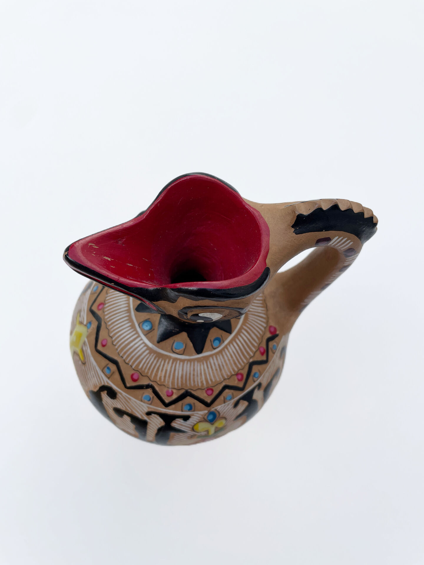 Clay pitcher with a bird head
