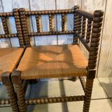 Pair of wooden chairs turned