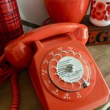 Orange vintage dial phone