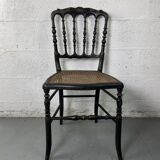 Chaise Napoleon III, Chiavari en bois noirci peint et cannage