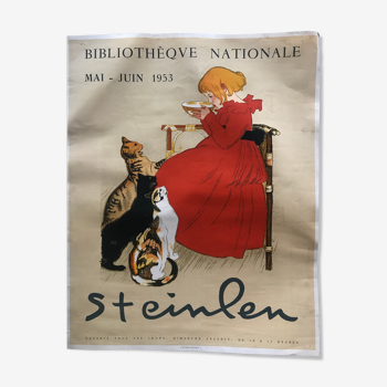 Affiche ancienne Bibliothèque Nationale STEINLEN 1953