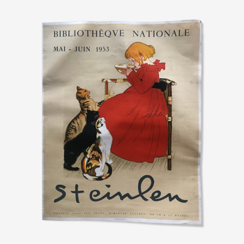 Old poster NATIONAL LIBRARY STEINLEN 1953