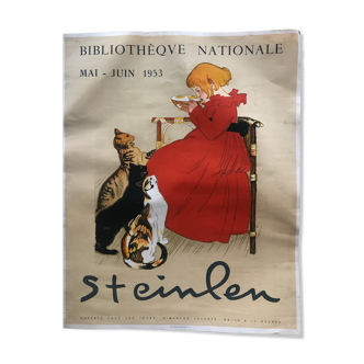 Affiche ancienne Bibliothèque Nationale STEINLEN 1953