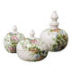 Set of 3 floral porcelain sweet jars from Paris.