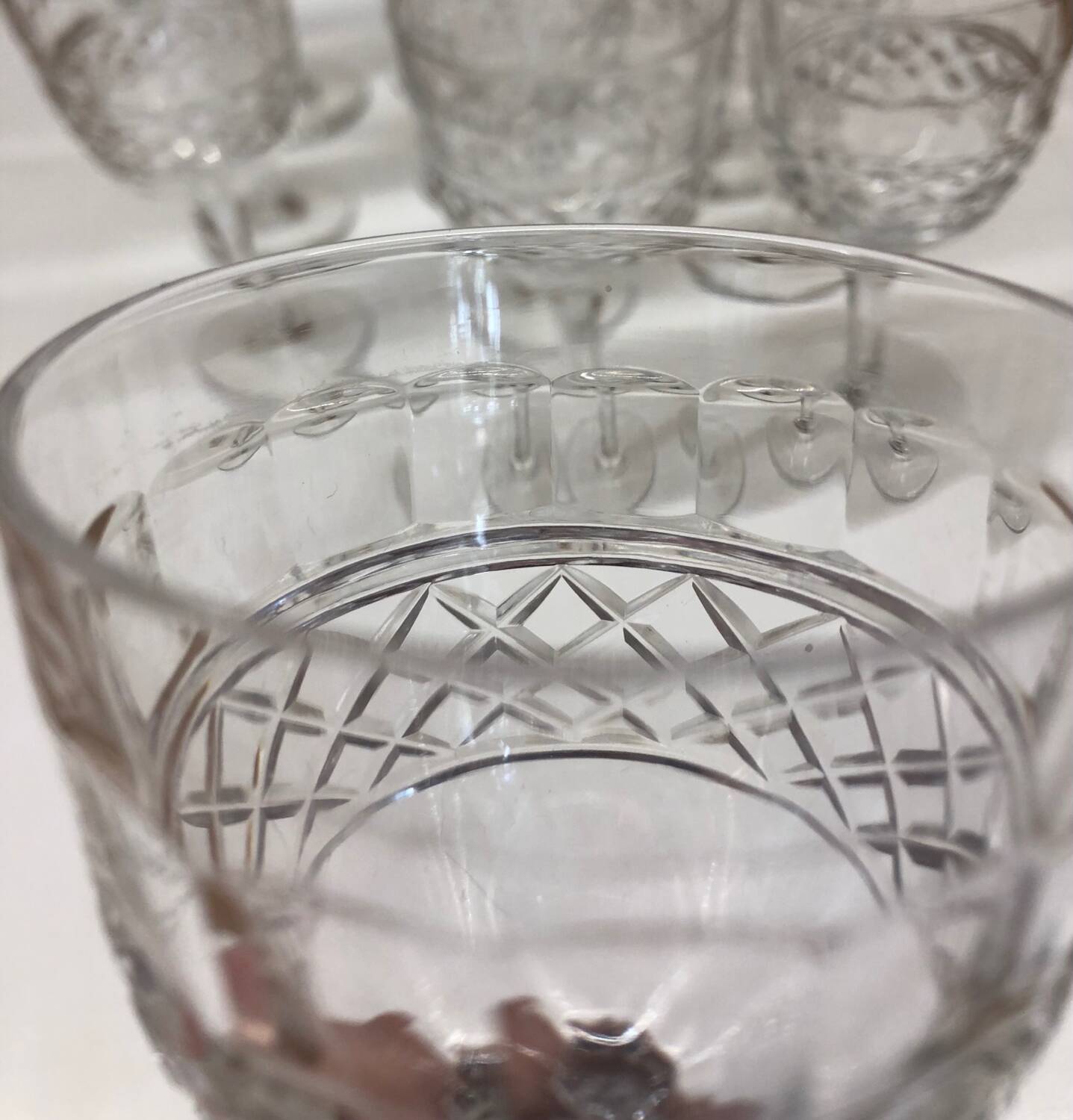 Set of 12 cut crystal stemmed glasses from the Nancy crystal factory, art deco