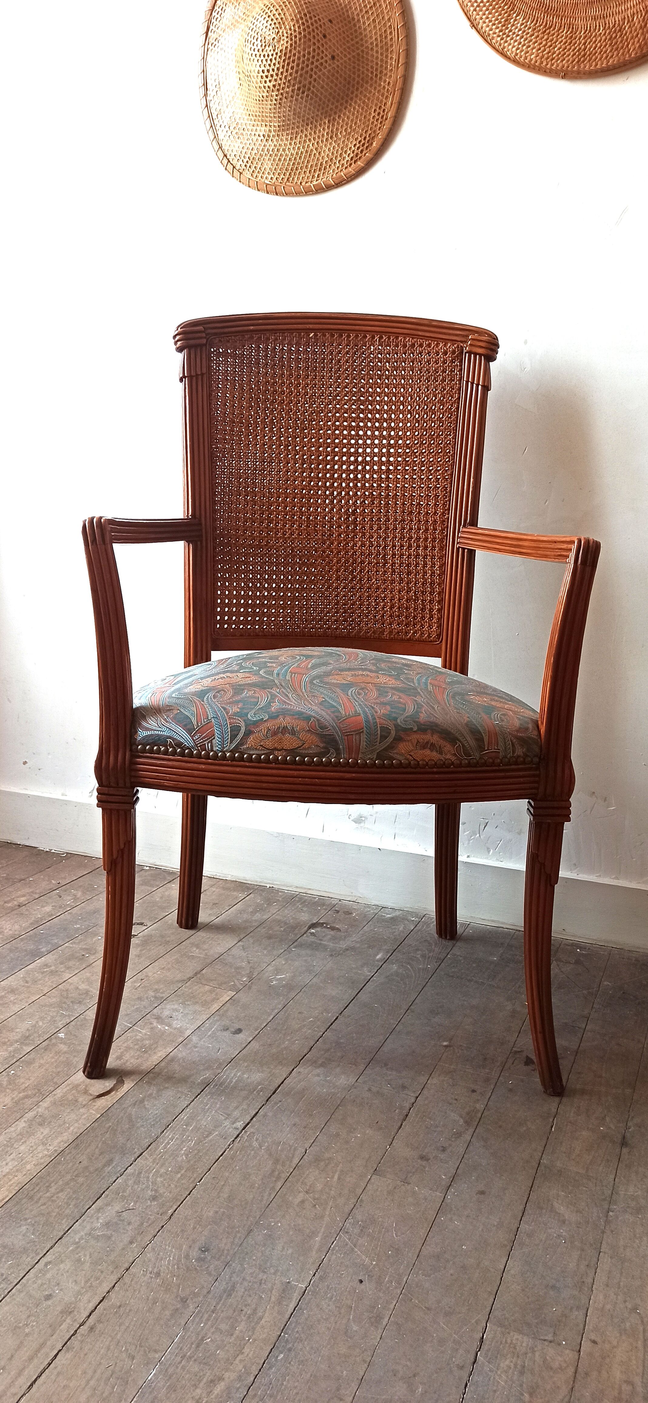 Wooden armchair and cannage