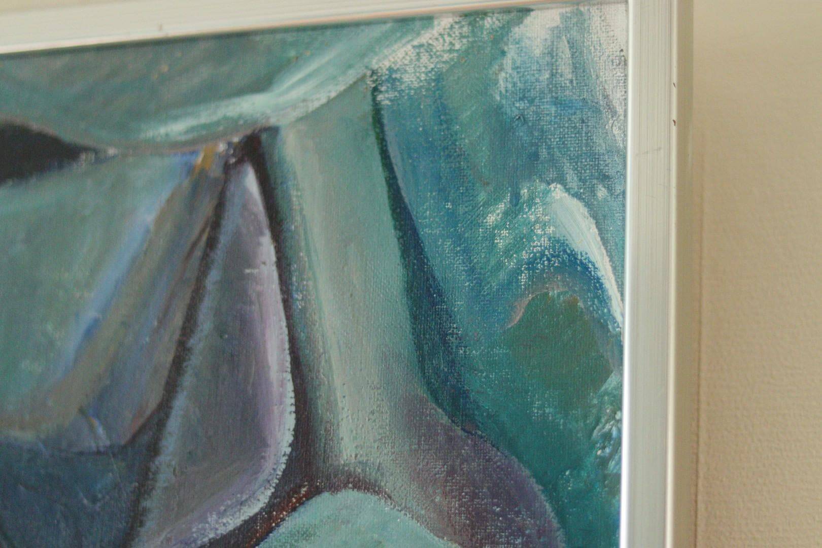 Original Swedish abstract oil painting on canvas "Abstract Rocks"