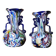 Pair of antique millefiori glass vases attributed to Murano with 2 handles.