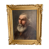 Painting portrait old wise man with beard oil painting