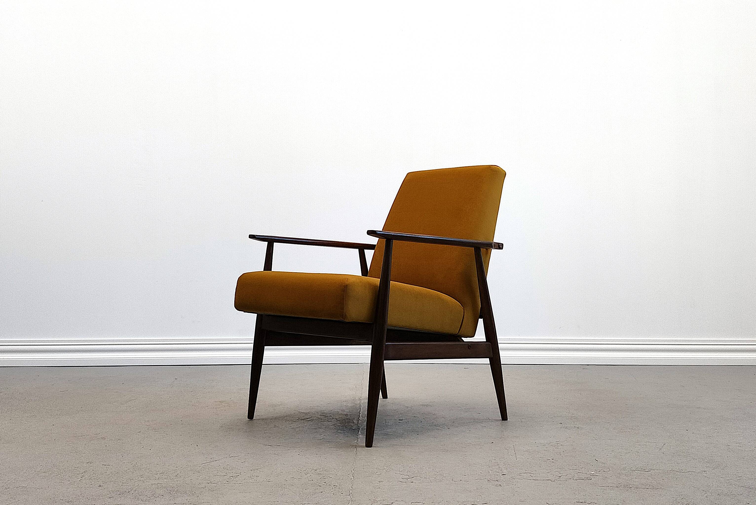 1960 Henryk Lis Mid Century armchair in Goldenrod velvet