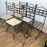 Lot de six chaises en fer forgé