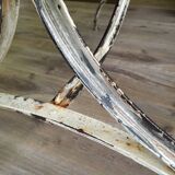 Vintage bistro table in oak and metal