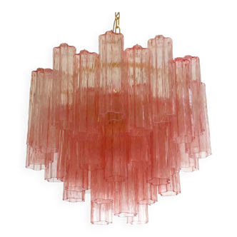 Pink “tronchi” murano glass chandelier