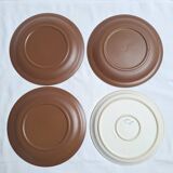 Vintage hand-painted flower stoneware plates