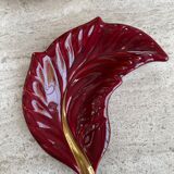 Plat feuille Vallauris rouge bordeaux