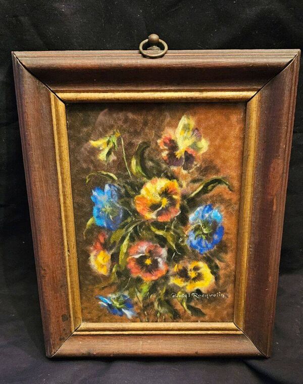 Daniel ROcquelin - Pastel Nature Morte Composition Florale '' Pensées