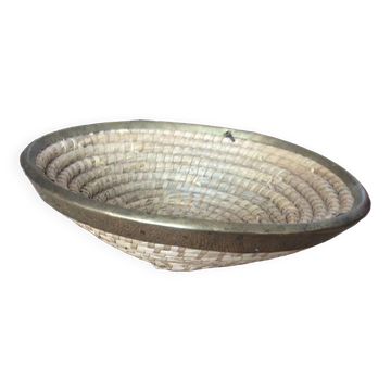 Straw and brass basket