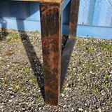 Industrial teak and metal table