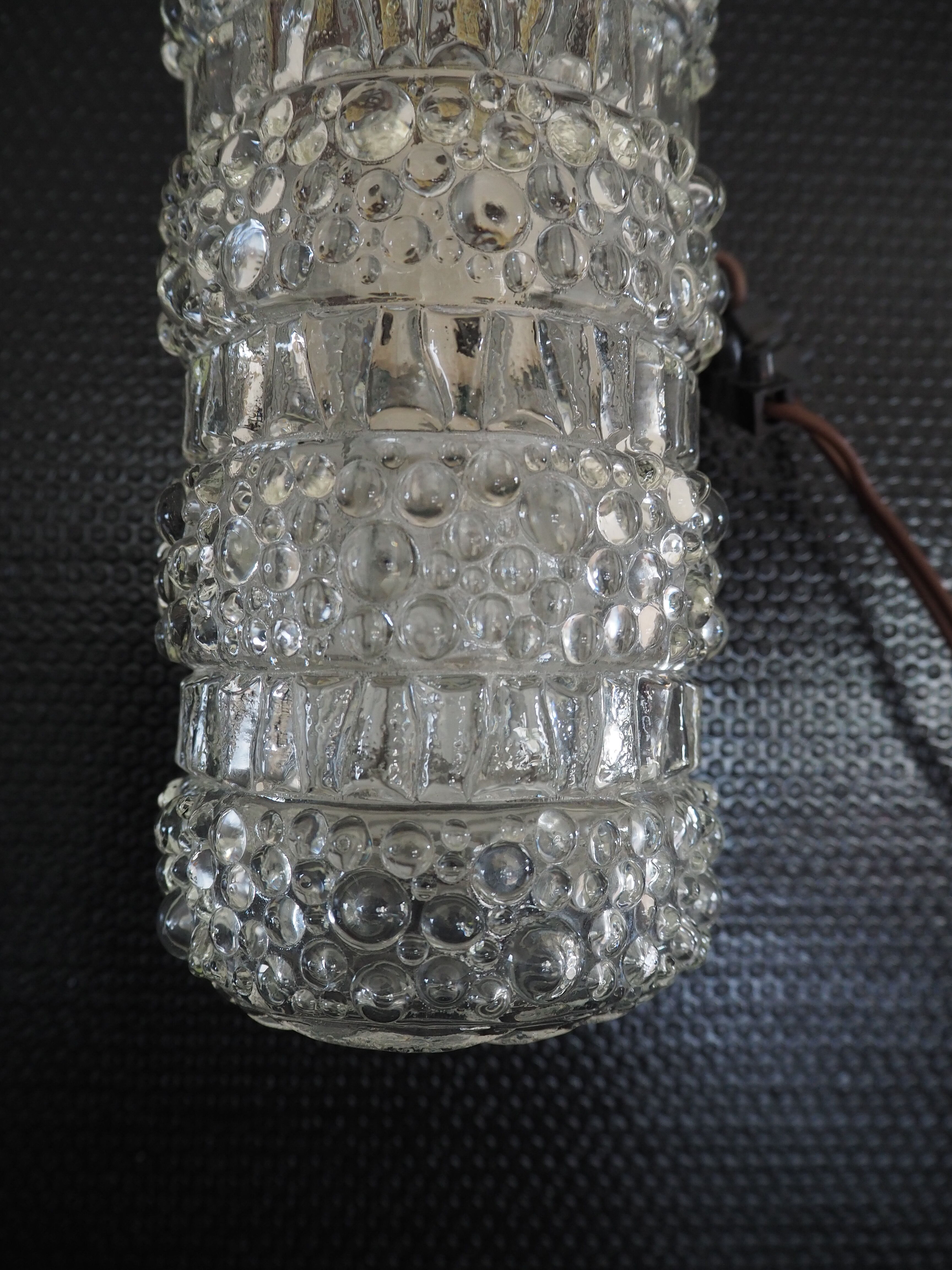Transparent worked glass sconce from the 1950s