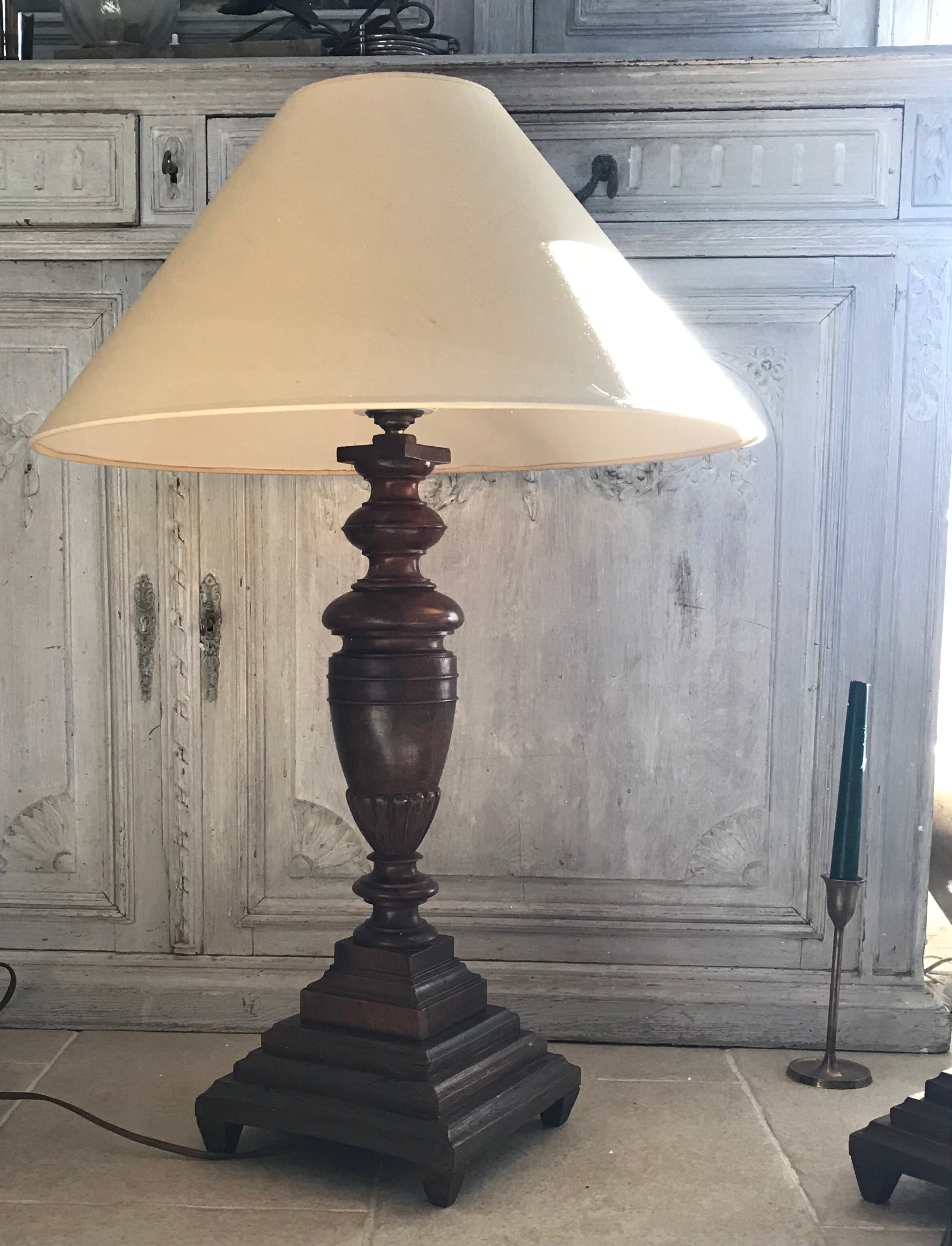 Pair of art deco wooden lamps