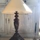 Pair of art deco wooden lamps