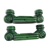 Pair of ceramic candlesticks green years 50
