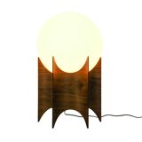 Vintage globe lampshade with sculptural wooden base