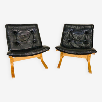 Vintage danish lounge chairs by ingmar relling 1970,s