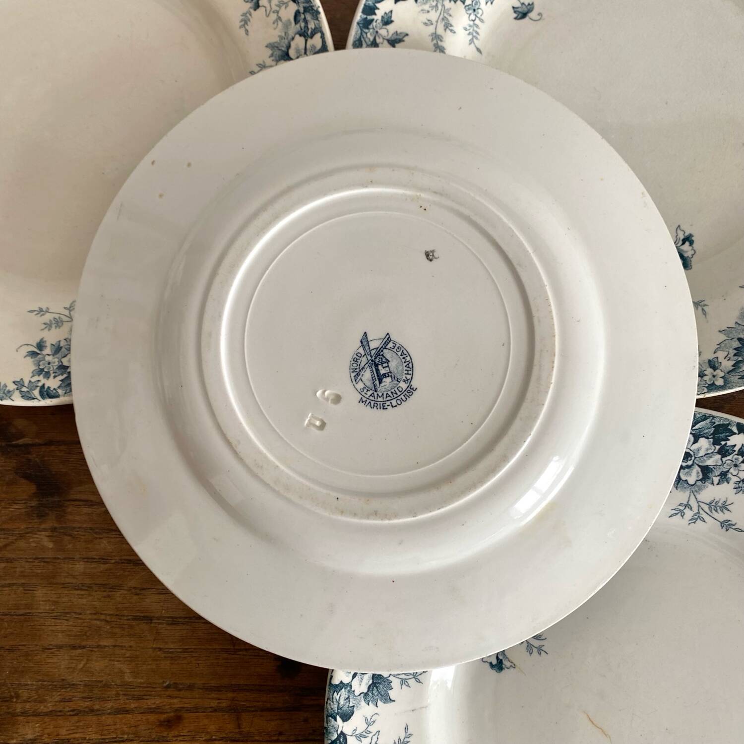 Flat plates made of St Amand Marie-Louise ironstone.