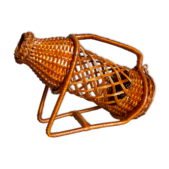 Vintage wicker servant table bottle holder