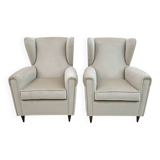 Attributed Gio Ponti Mid-Century Modern Italian Velvet Armchairs, 1950s