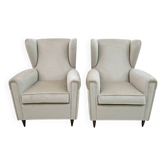 Attributed Gio Ponti Mid-Century Modern Italian Velvet Armchairs, 1950s
