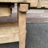 Industrial table carpenter's workbench in raw natural wood vintage bohemian