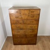 Tall chest of drawers, Art Deco weekly chest in flamed walnut, 1930-1940