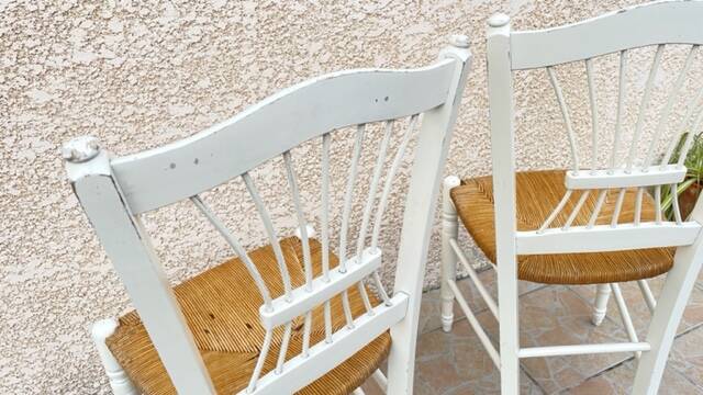 Pair of Vintage WHITE Straw CHAIRS