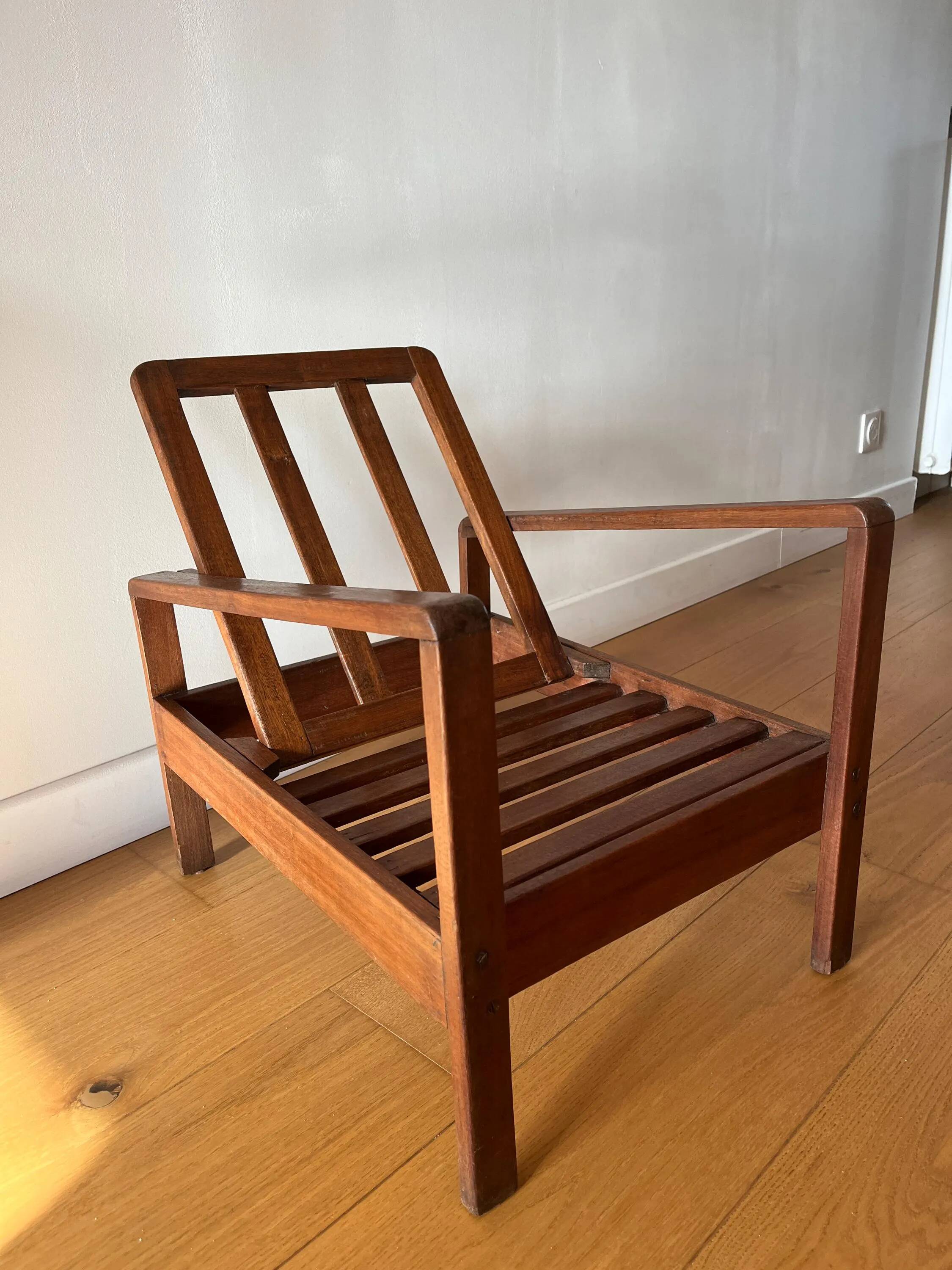 Vintage wooden armchair for children 1960