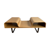 Table basse scandinave en bois et métal noir