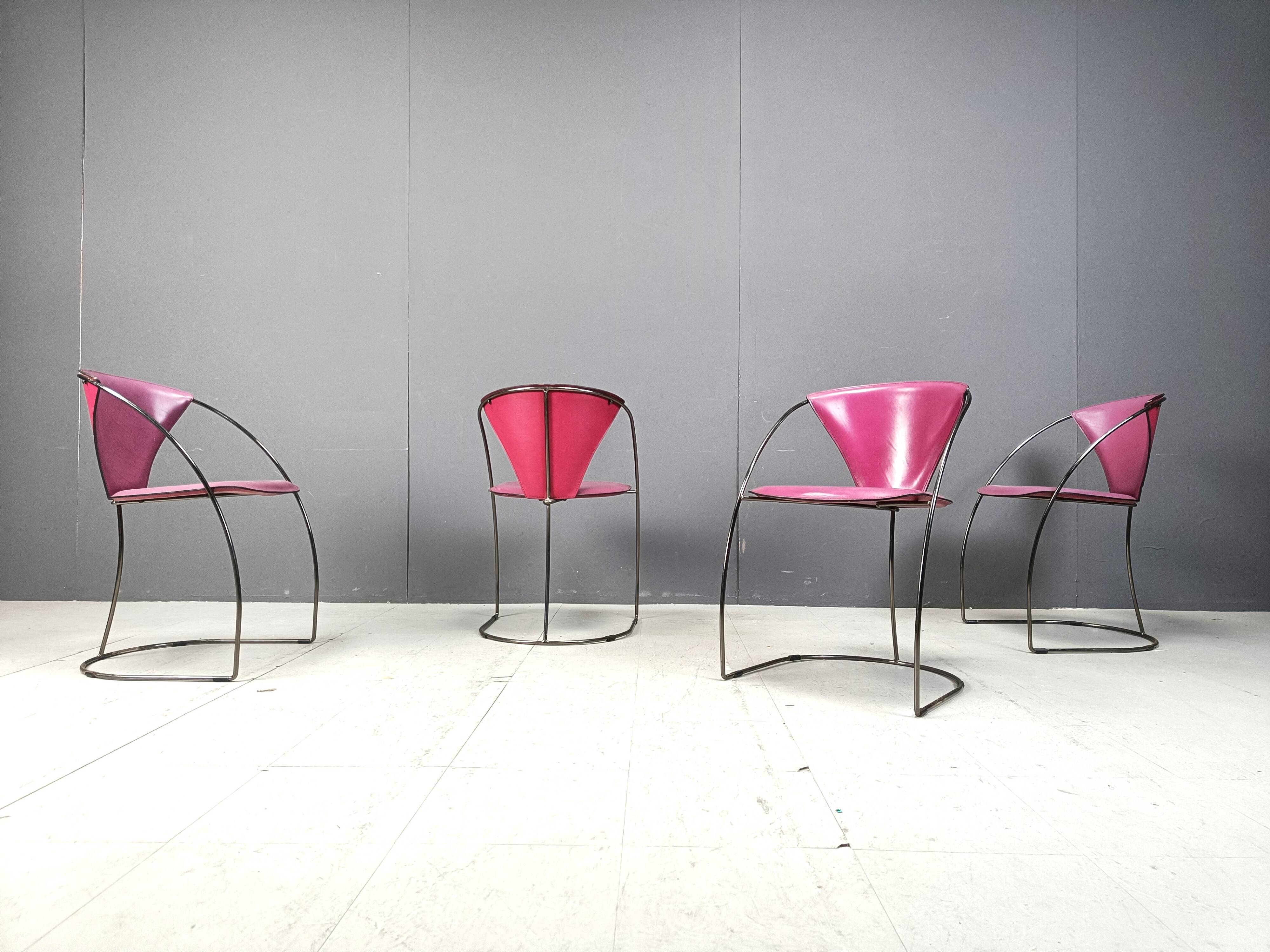 Vintage pink 'linda' dining chairs by Arrben, 1980s - set of 4