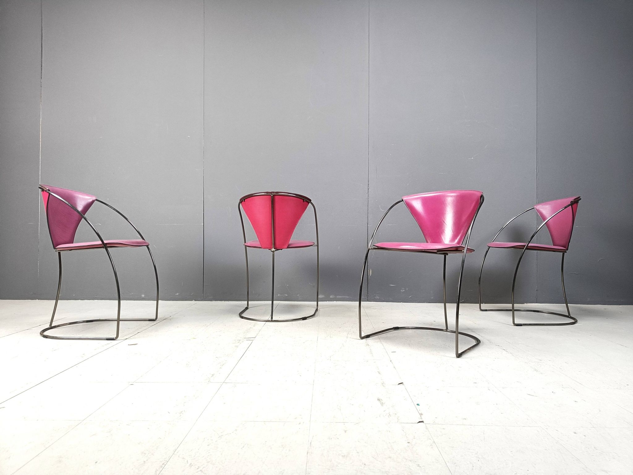 Vintage pink 'linda' dining chairs by Arrben, 1980s - set of 4