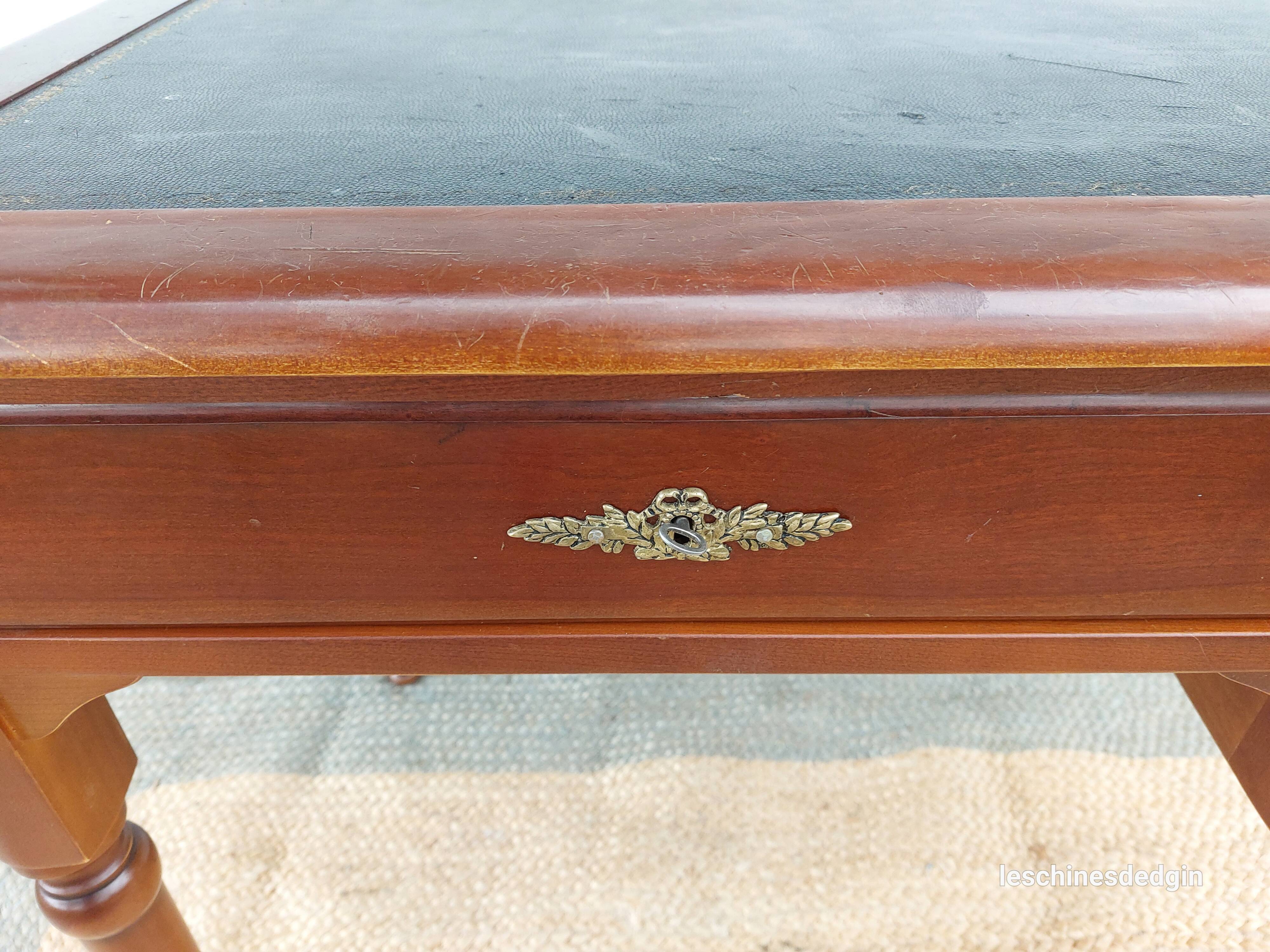 Black leather desk with extensions