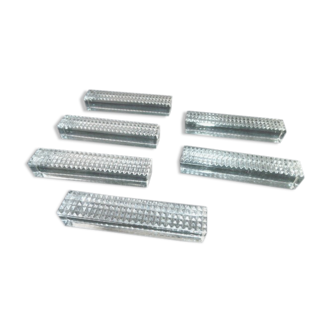Set of 6 lead crystal knife holders