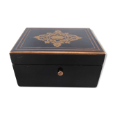 Jewelry box in blackened wood marquetry brass napoleon iii