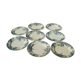 8 Flat plates in Clairefontaine Léon Grave earthenware Cyclamens model