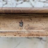 Solid wood desk, black base