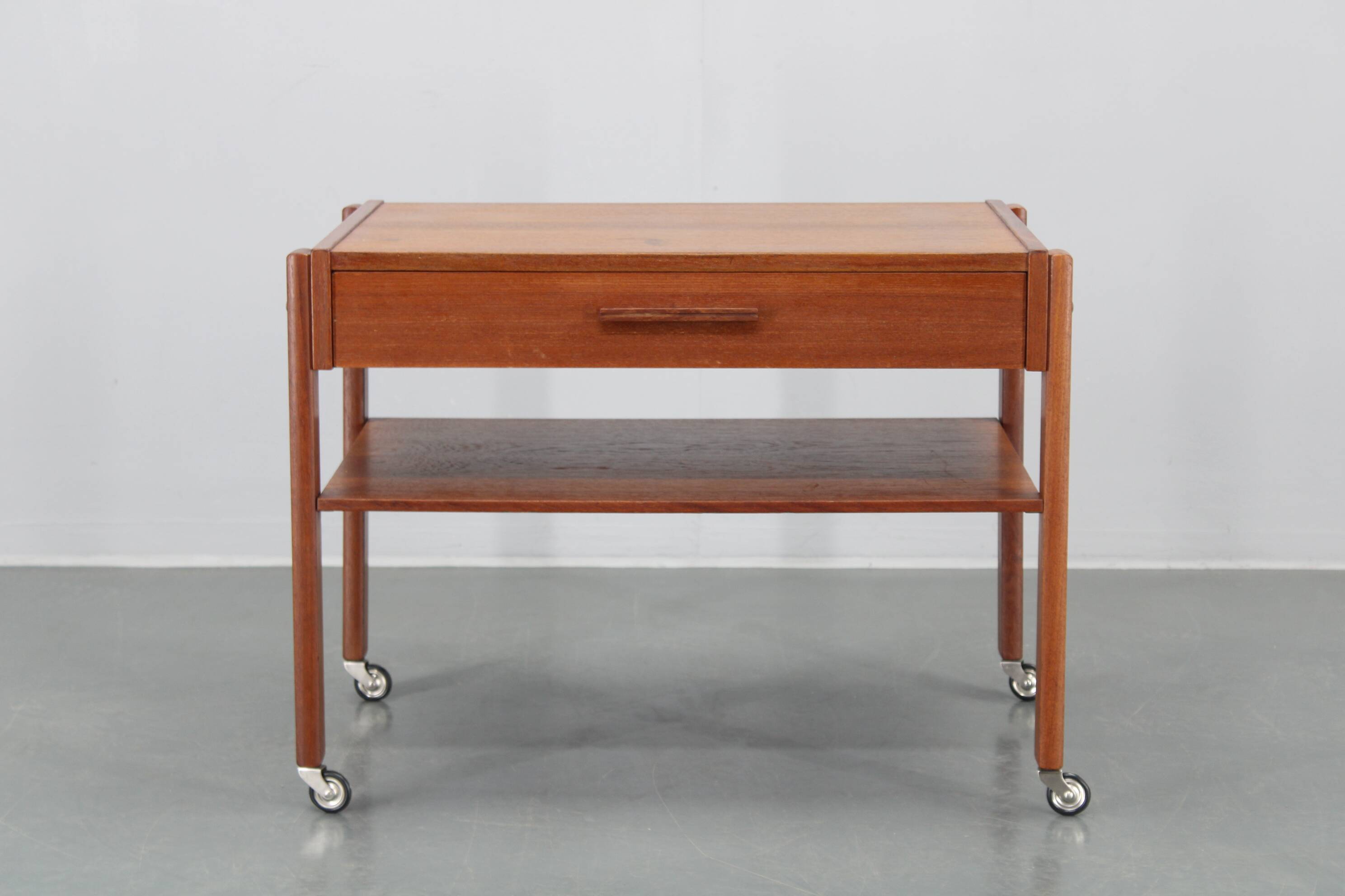 1960s Danish Teak Sewing Cart or Side Table