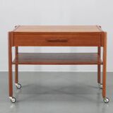 1960s Danish Teak Sewing Cart or Side Table